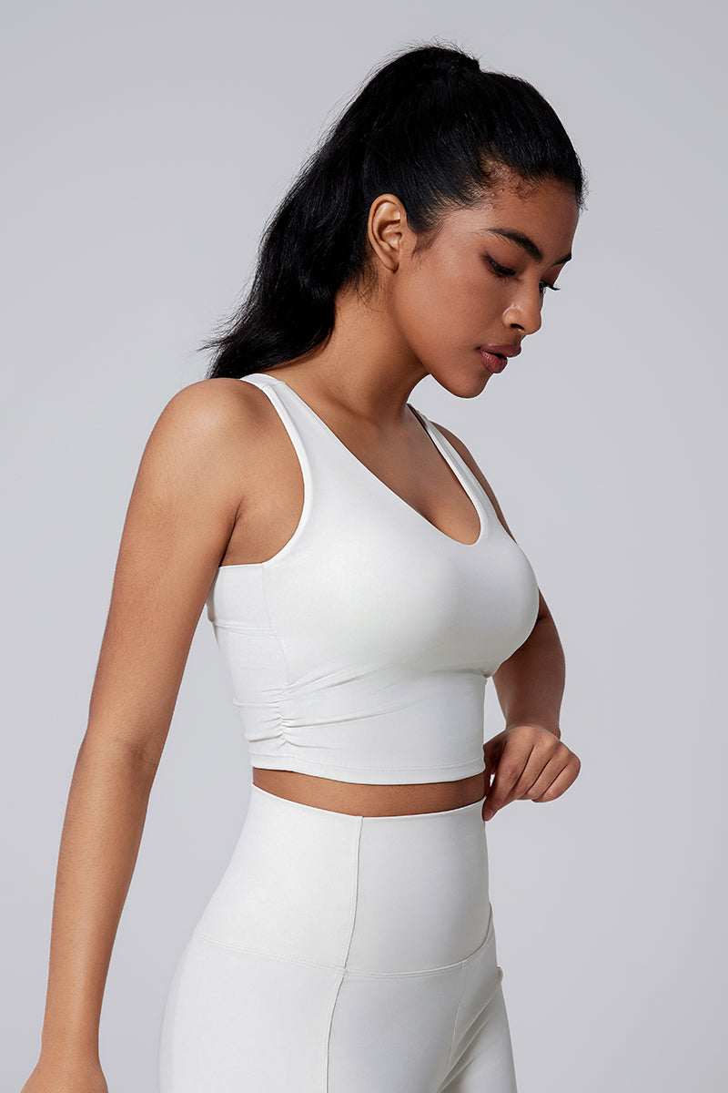 Women Open-Back Naked-Feel Yoga Built-In Bra Waist-Cinching Workout Tank Top