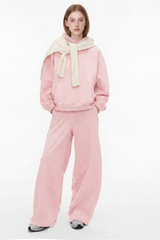 Women's 100% Cotton Fall Washed Hoodie & Curved Sweatpant Set