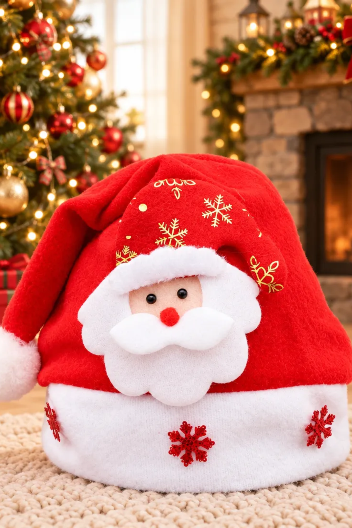 Unisex Cute Red Christmas Santa Hat Non Woven Santa Cap