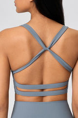Women High-Elasticity Semi-Fixed Cross-Back Breathable Yoga Fitness Sports Bra