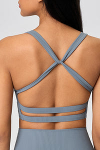 Women High-Elasticity Semi-Fixed Cross-Back Breathable Yoga Fitness Sports Bra