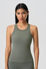 Women's Round Neck Racerback Fitted Tank Top