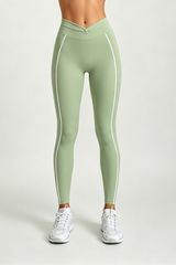Women's Athletic Twist-Waist Contrast Stripes Leggings