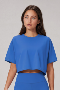 Women's Loose Fit Cropped Workout Short Sleeve T Shirt