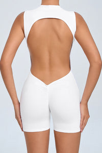 Women Sleeveless Back Hollow Fitness Peach Butt Removable Chest Pad Sports Yoga Bodysuit