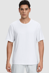 Men's Summer Basic Loose Round-Neck Breathable Solid Tee