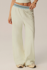 Women's Contrast Color Striped Waistband Draped Casual Pants