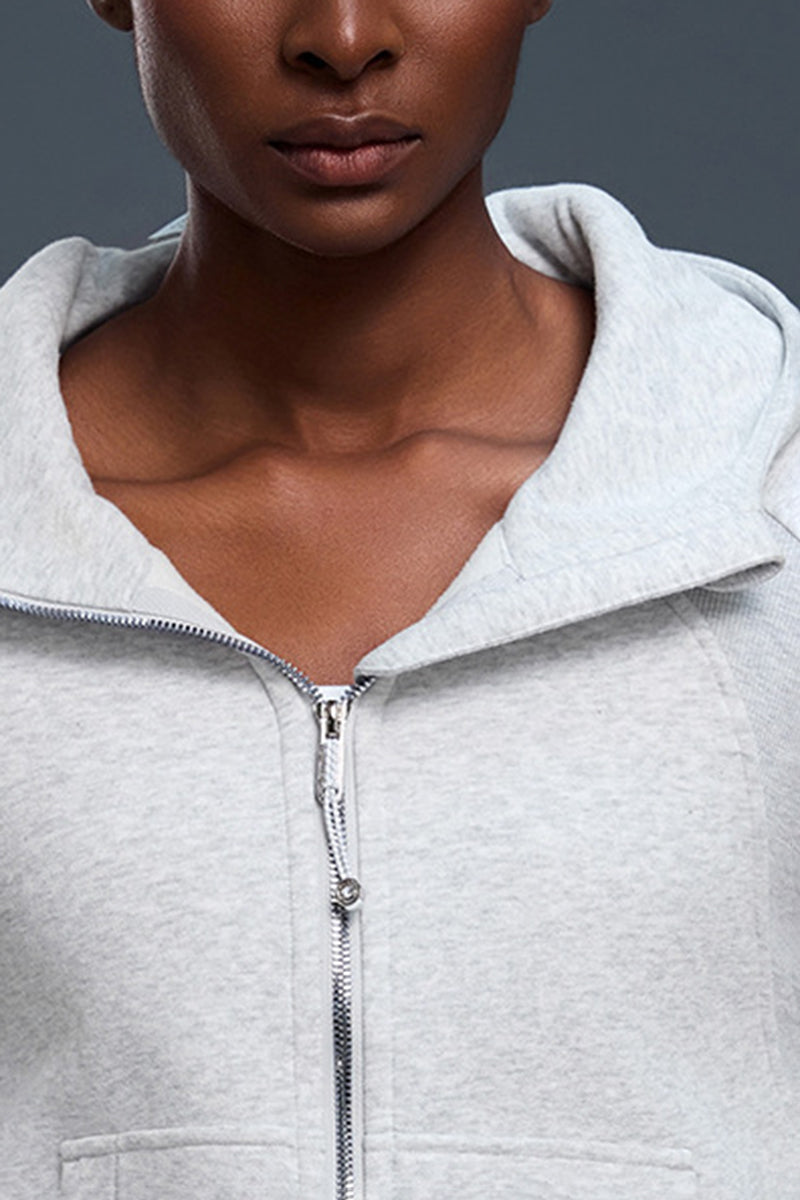 Women Fleece-Lined Zip-Up Hoodie Warm Loose Casual Sportswear