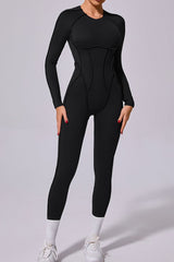 Women One-Piece Backless Skinny Long Sleeve Long Pants Exercise Yoga Bodysuit