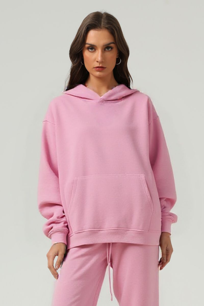 Heavyweight fleece hooded washed sweatshirt