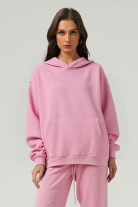 Heavyweight fleece hooded washed sweatshirt