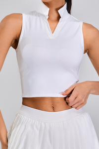 Women's Athletic V-neck Reverse-collared Fitness Tank Top