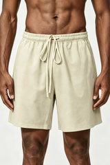 Men's 100% Cotton Solid Drawstring Loose Sports Shorts