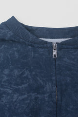 Women Printed Stand Collar Short Outdoor Running Jacket