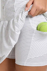Women Plus-Size Striped Tennis Dress with Hidden Pockets