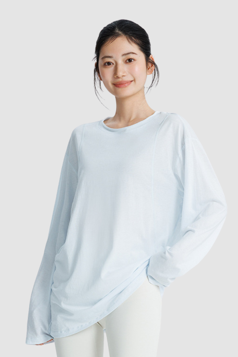 Women's Spring Breathable Loose Fit Solid Long Sleeve Top