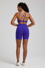 Spaghetti Strap Back Cross Bra + Sports Leggings 2-Piece Set