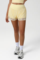 Women Lace Double Layer Anti-Slip Sport Shorts