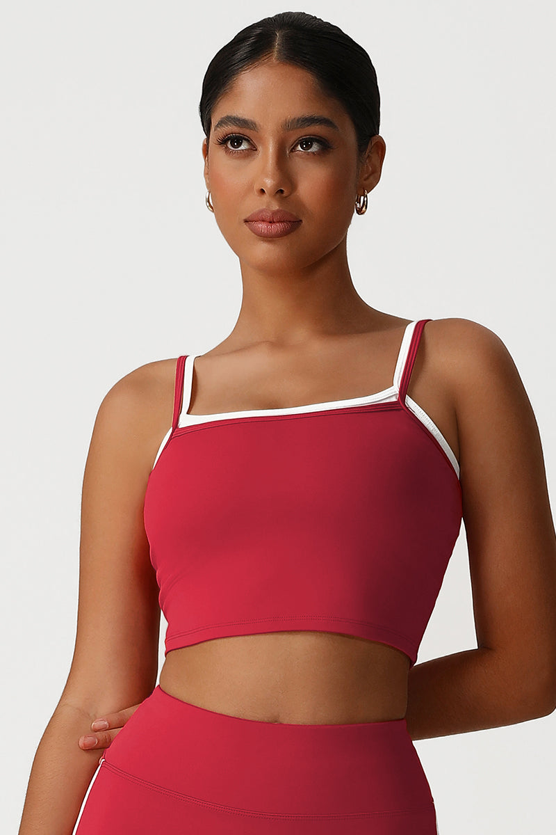 Women Square Neck Fake Two-Piece Yoga Tank Tops