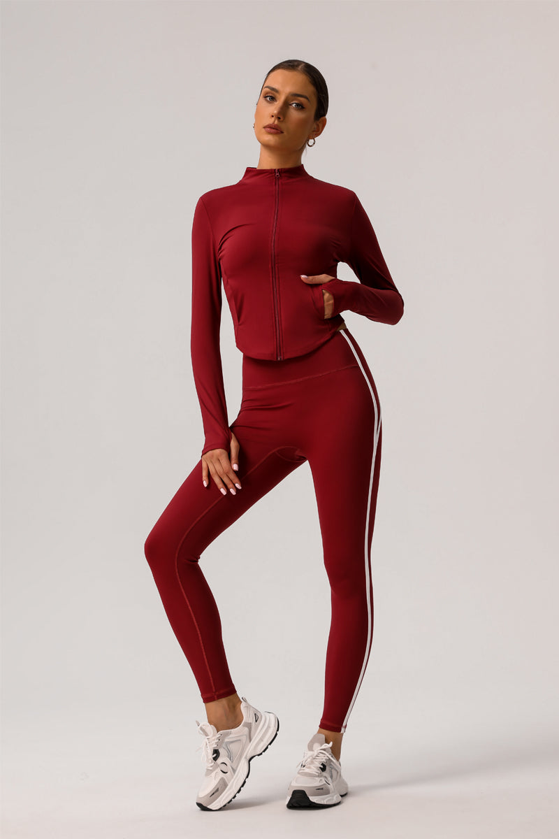 Zip up track jacket & yoga leggings 2-piece set
