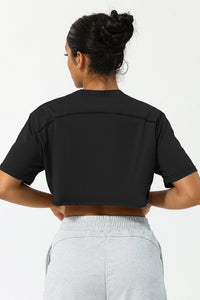 Women Loose Sport Crop Top T-Shirt