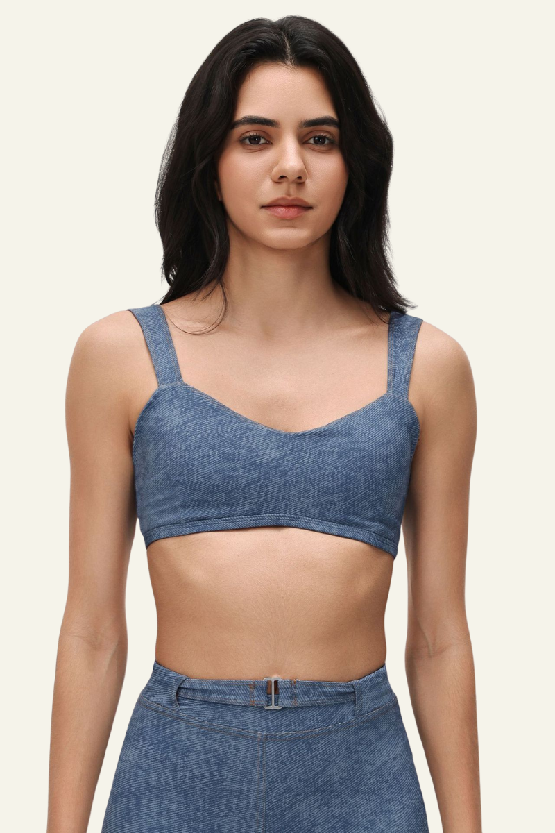 Women's Athletic V-neck Wide Shoulder Straps Bra