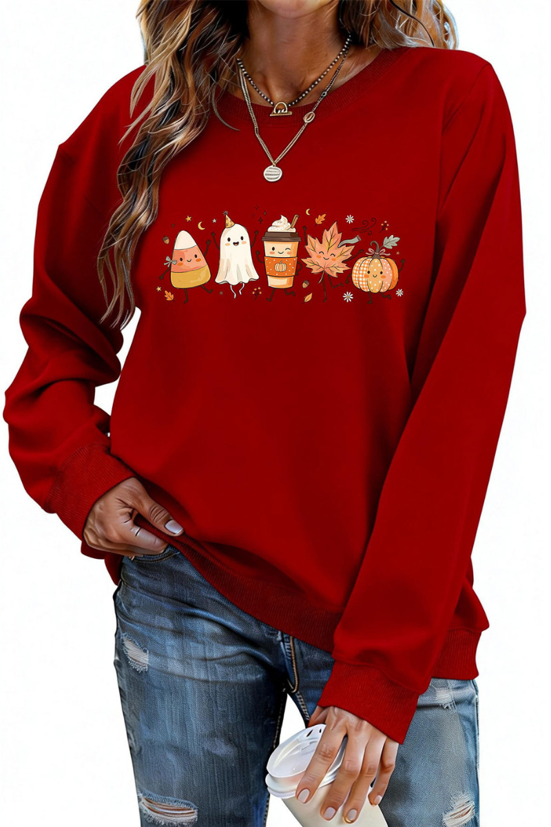 Women's Fall Halloween Graphic Soft Relaxed Sweatshirt