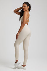 Cross Back Spaghetti Strap Bra + Leggings 2-Piece Set