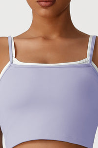 Women Seamless High Waisted Workout Set: Square Neck Vest + Peach Lifting Shorts