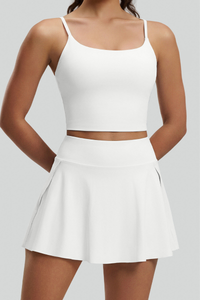 Women's Criss‑Cross Back Cami Top & Skort Yoga Set