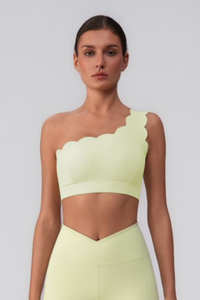 Women's Scalloped Asymmetric One-Shoulder Cropped Sports Bra