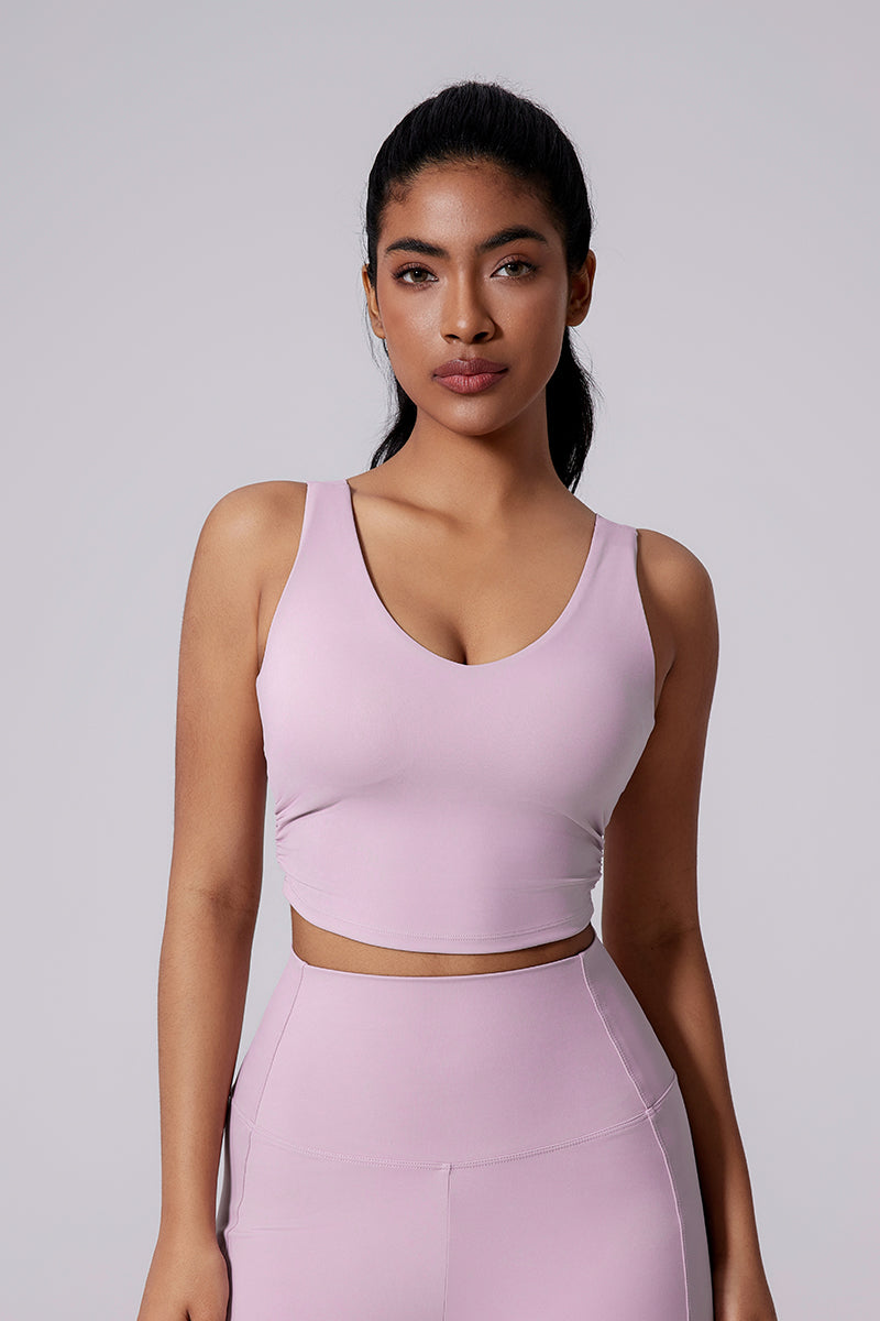 Women Open-Back Naked-Feel Yoga Built-In Bra Waist-Cinching Workout Tank Top