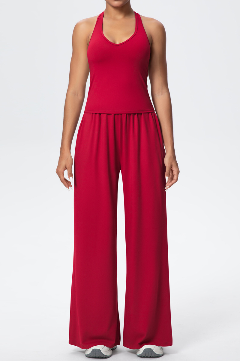 Women’s Set: Halterneck Tank Top & Wide-Leg Pants