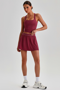 Women's Tennis Set:Cropped Racerback Tank Top& Skort
