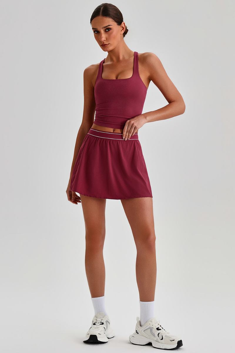 Women's Tennis Set:Cropped Racerback Tank Top& Skort