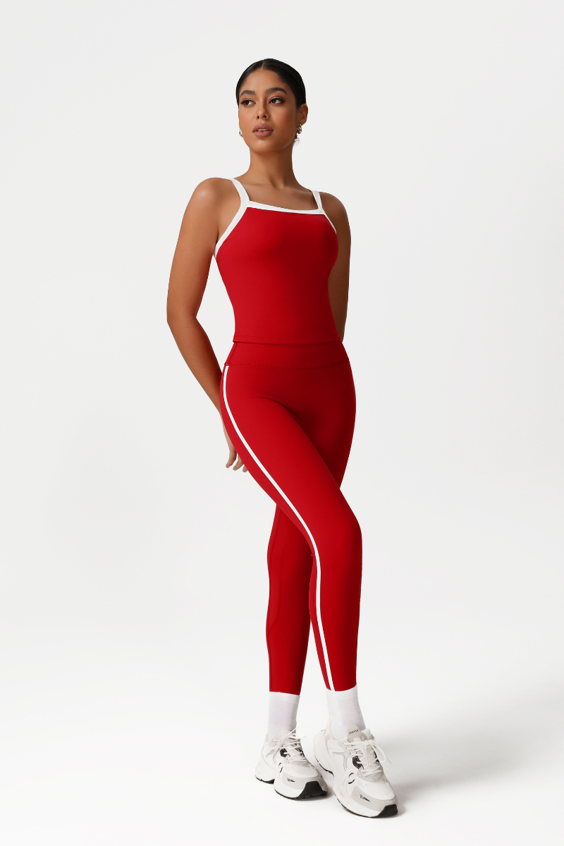 Women High-Waisted Color-Block Butt-Lifting Yoga Set: Vest + 9/10 Leggings
