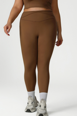 Women's Plus Cross Waist Yoga Pants - Nude Feel Peach Lift