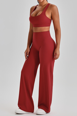 Women's Bare Feel Cutout Bra & Quick Dry Wide Leg Pant Set