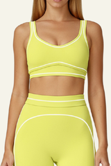 Women's  Color-blocked backless form-fitting sports bra.