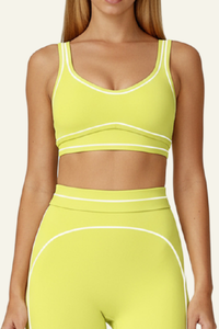 Women's  Color-blocked backless form-fitting sports bra.
