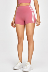 Women's Athletic Color-Block Strap High-Waist Yoga Shorts