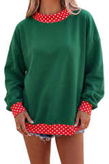 Women's Fall Polka Dot Color Block Mockneck Sweatshirt