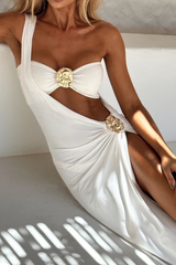 Women's Sexy Metal Button High Slit Cover-up Set - 3pcs