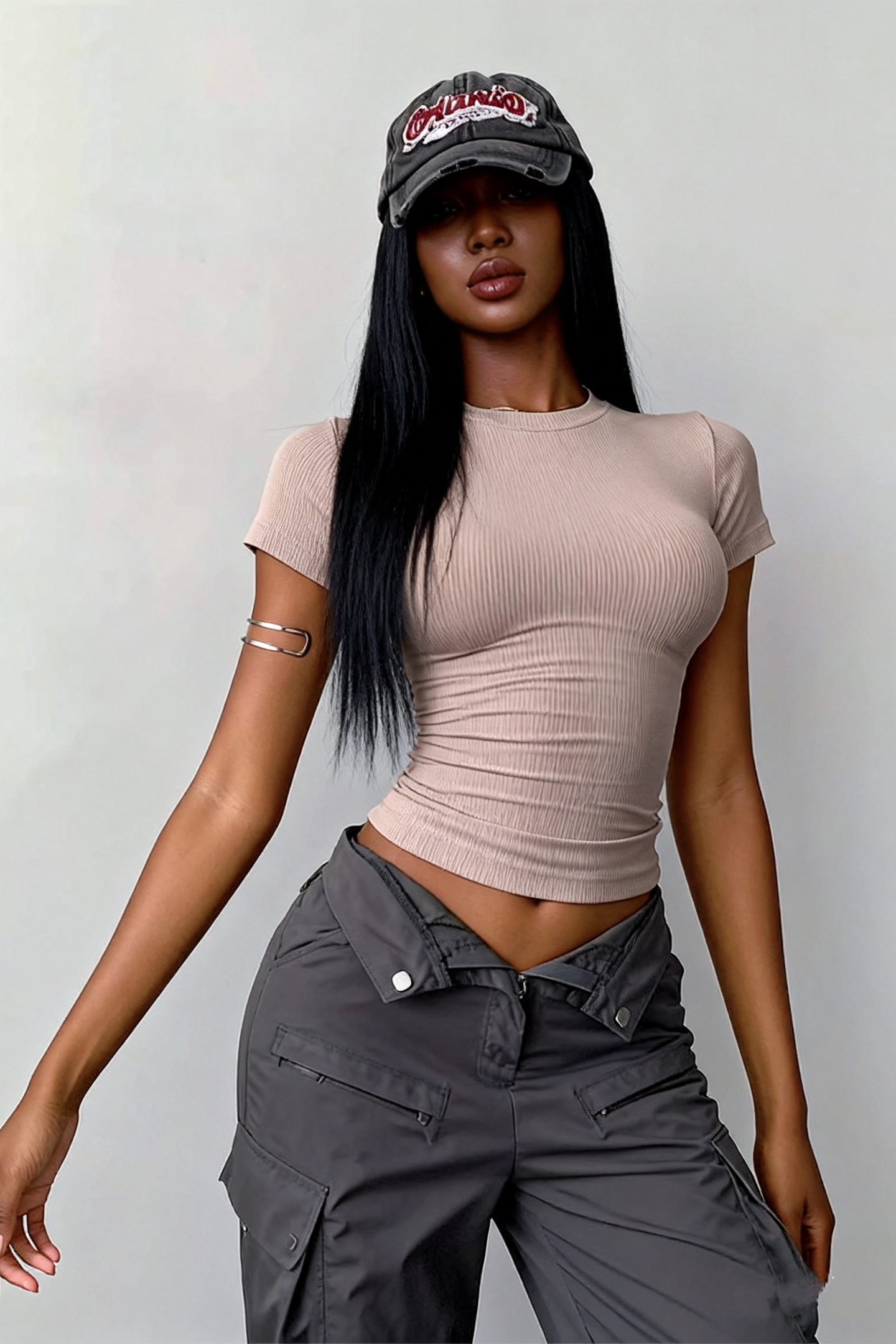 Women's slim round neck solid color short sleeves