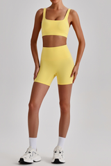 Women's  High Stretch Bra & No Front Seam Yoga Shorts Set