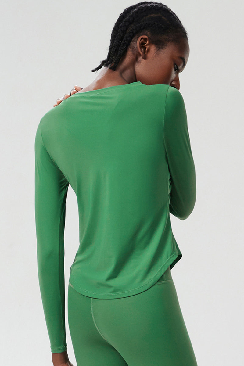 Women Plus-Size Smooth Quick-Dry Sun Protection Loose Fit Training Long Sleeve Top