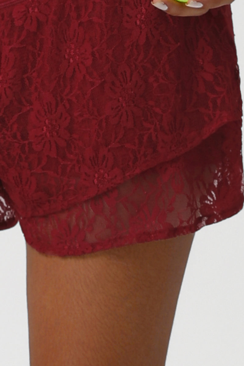 Women Lace Double Layer Anti-Slip Sport Shorts