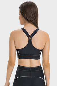 Women's Color Clash Adjustable Strap Sports Bra
