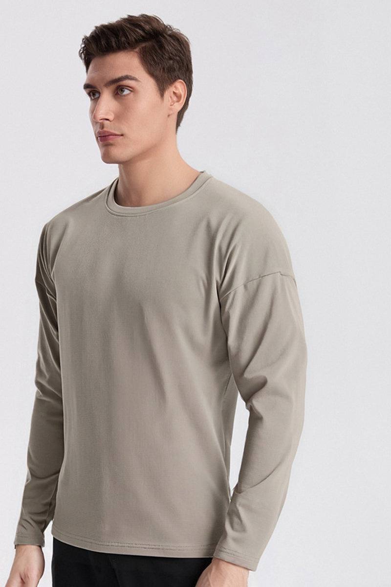 Men Solid Quick-Dry Outdoor Training Long Sleeve Top