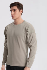 Men Solid Quick-Dry Outdoor Training Long Sleeve Top